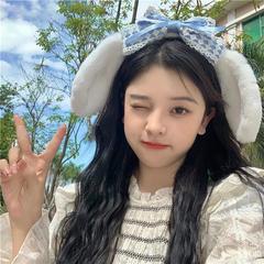 Chic and Adorable Big-Eared Dog Pearl Dog Hairband 2022 Autumn/Winter New Cartoon Plush Girl's Heart-Stealing Hair Accessory