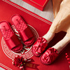 Red summer slippers for beloved indoor, mute non-slip deodorized cloth, footwear