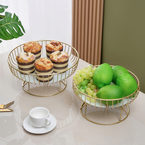Nordic Light Luxury Glass Fruit Bowl Creative Living Room Home Fruit Basket Afternoon Tea Candy Dessert Stand Sweet Dish Plate