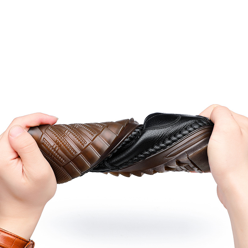 Zapatos casuales de hombre de nuevo estilo para primavera, hechos de cuero vacuno de primera capa, zapatos de cuero genuino, zapatos para papá, zapatos de cuero hechos a mano, zapatos de hombre.