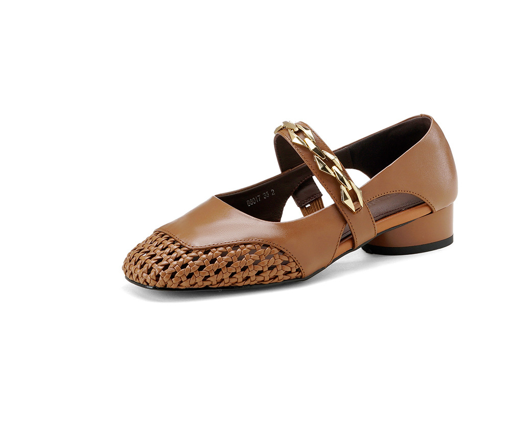 Sandal nữ gót thấp mũi hở quai ngang đế xuồng cỡ lớn 33–43 — đen chi tiết 25