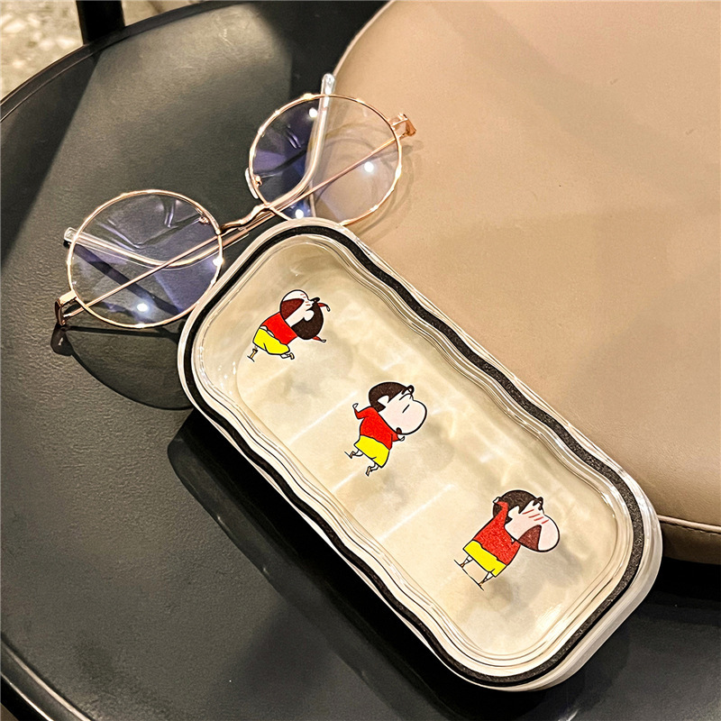 Estuche para gafas moderno con un toque de alta gama, diseño ondulado y bonito, estuche transparente portátil para gafas, estuche para gafas de miopía, estuche para gafas infantiles.