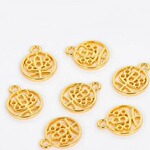 五金电镀厂直供铜镀24K真金镂空福字吊坠哑光