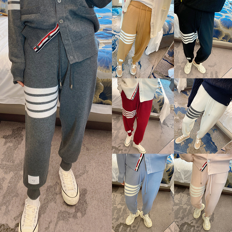 Autumn and Winter 2024 Wool TB Sweater Sports Casual Pants Men's and Women's Couple Wear Nicking Pants Leggings Trendy Pants