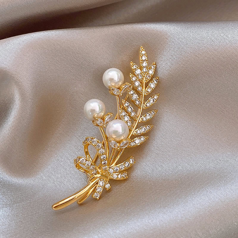 Wheat Pearl Brooch High-end Niche Luxury High-end Women's Corsage Pins Design Suit Clothes Accessories