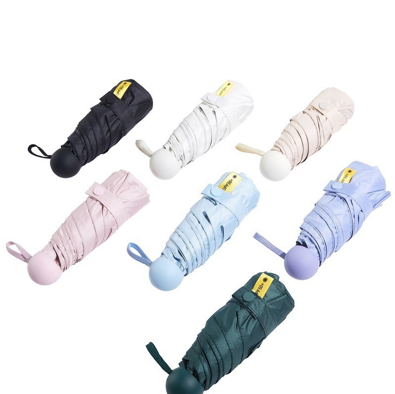 ミニカプセル傘女性高級感折り畳み黒ゴム日焼け止め日傘卸売りカスタム紫外線防止日傘|undefined