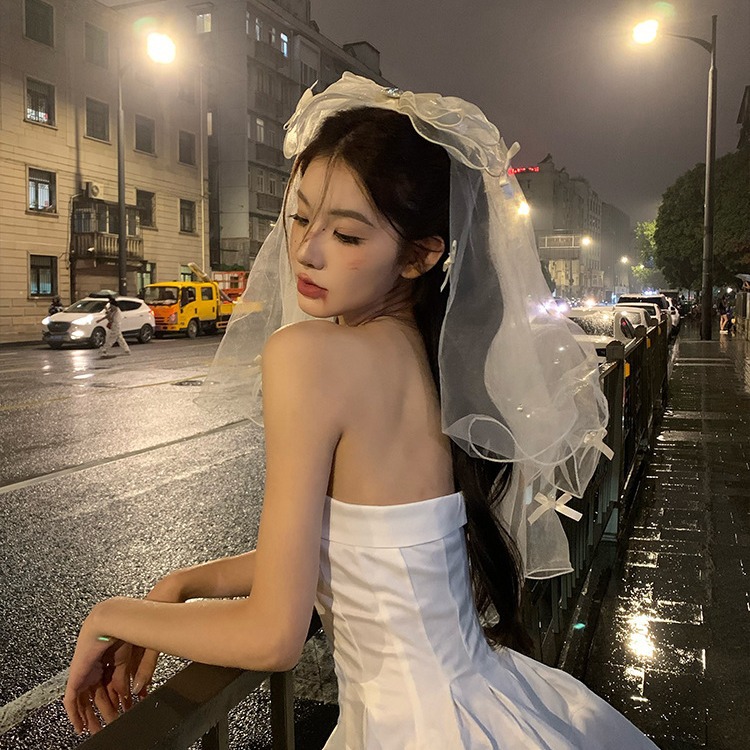 Vampiro de la novia Halloween fantasma de la novia velos de boda blanco y negro arco de la cabeza de la mujer