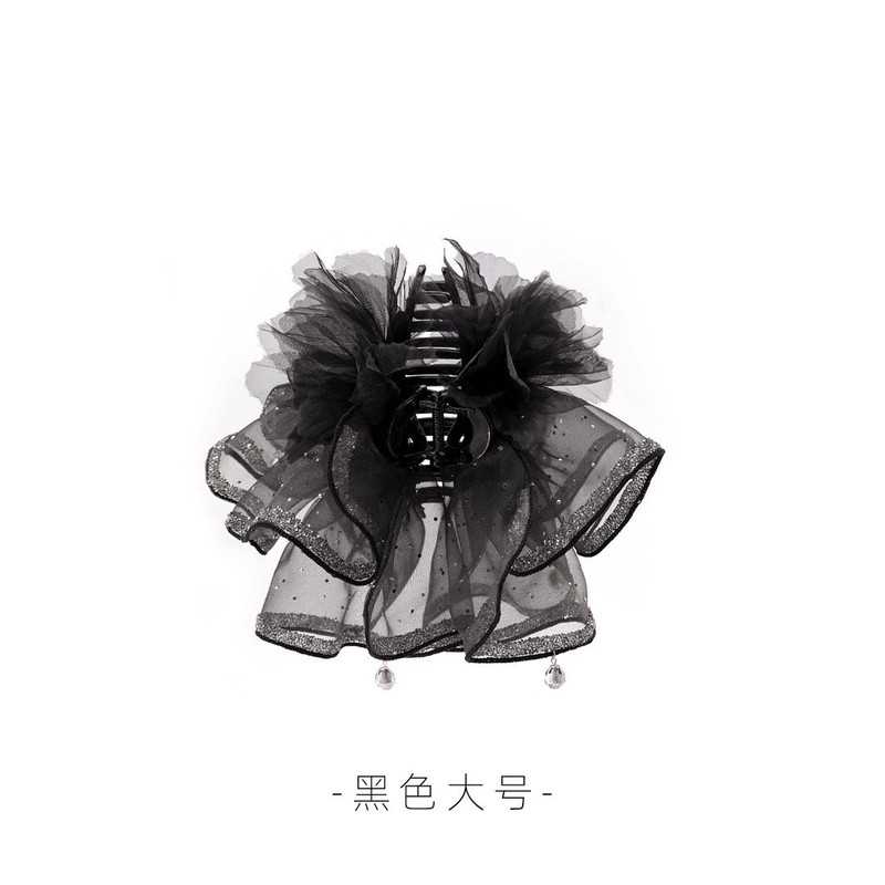 仙气贴钻裙摆大号精致欧根纱闪耀抓夹大版高级后脑勺鲨鱼夹发饰女|undefined
