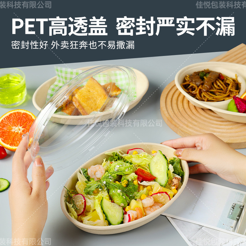 Disposable Oval Packaging Box, Sugarcane Pulp Salad Paper Pulp Lunch Box, Biodegradable Takeout Oval Bowl, Microwaveable