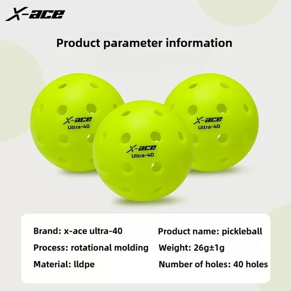 X-ACE pickleball ball, standard ball for pickleball sports, outdoor 40-hole professional competition ball