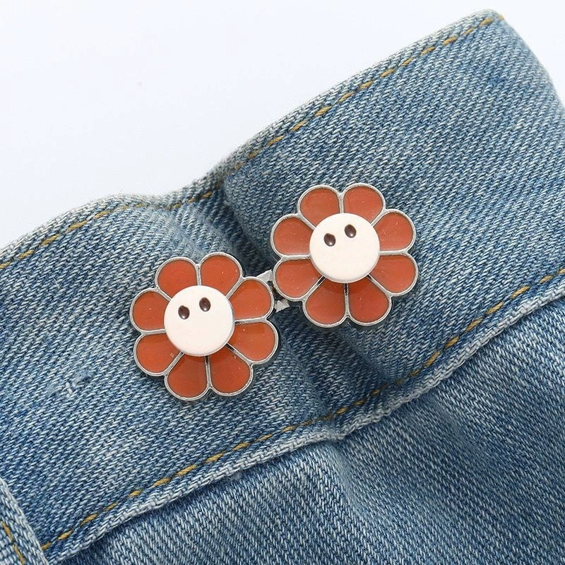 Nail-Free Removable Waist Buckle Pair, Flat-Bottom Seamless Buttons for Pants & Skirts, Assorted Designs