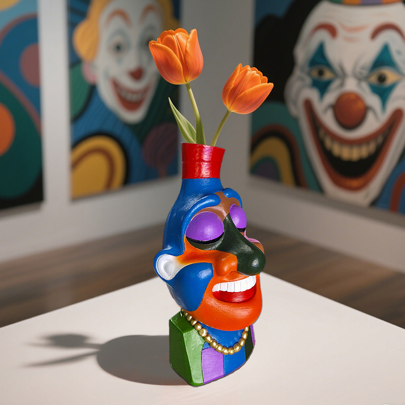 Amazon Face Vase Jarrón de rostro abstracto Flores artificiales Arreglos florales Decoración del hogar Contenedor Adornos