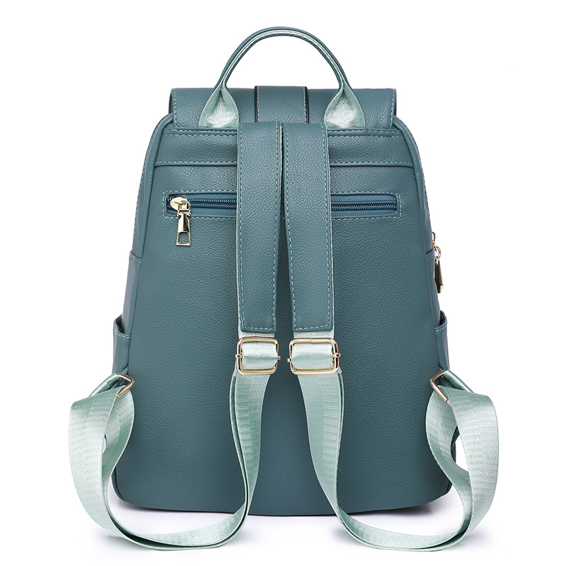 Punto en nombre de 2023 nueva mochila casual de cuero suave para mujer, mochila de viaje al aire libre simple y versátil de gran capacidad