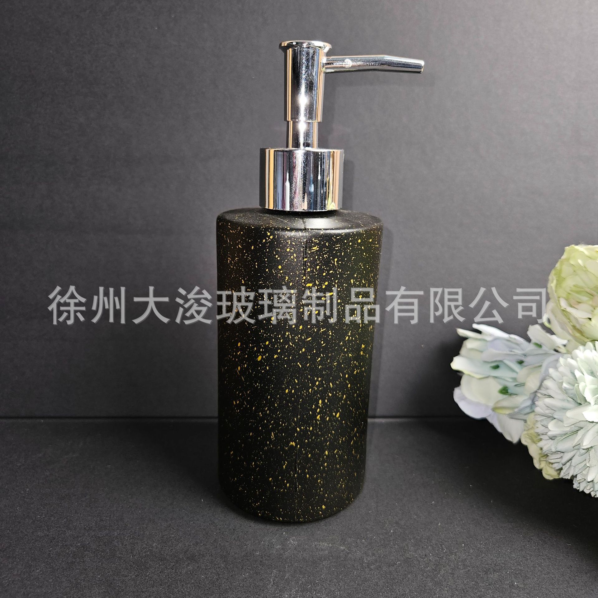Botella de jabón de vidrio de cerámica imitación, botella de desinfectante para manos, champú para el baño, botella de baño de 350ml líquido image 8