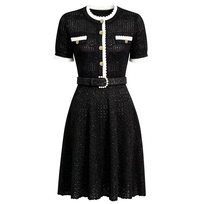 26195 High-Quality In-Stock Summer New Model Celebrity Influencer Slim-Fit Waist-Cinching Short-Sleeve Short Dress for Women 26195 High-Quality In-Stock Summer New Model Celebrity Influencer Slim-Fit Waist-Cinching Short-Sleeve Short Dress for Women