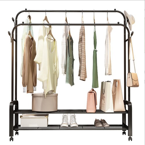 Clothes drying rack floor-standing balcony household clothes drying rack movable bedroom multi-layer coat rack indoor simple clothes drying rod