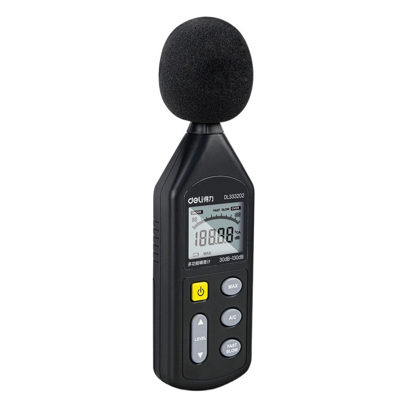 Deli шум метр обнаружения децибел цифровой звуковой тест инструмент Профессиональный высокоточный измерительный прибор DL333202