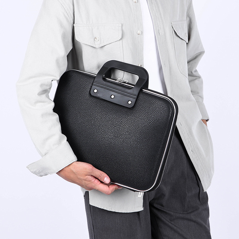 Men's Business Briefcase Meeting Handbag Laptop Tablet Bag Business Travel Office File Bag