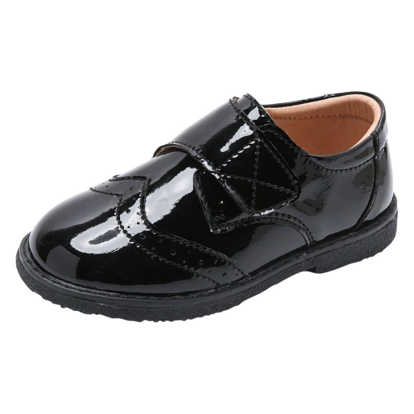 Детская обувь Кожаная обувь для мальчиков Детская обувь для студентов Черная обувь для выступлений в британском стиле с круглым носком и мягкой подошвой Обувь для выступлений Брокская обувь