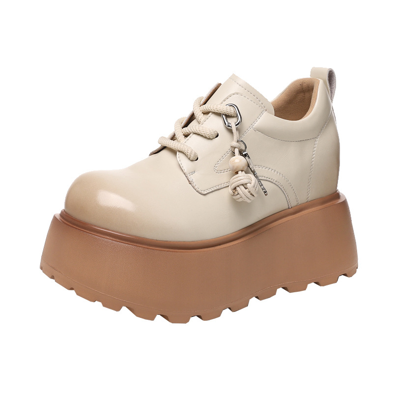 Giày loafer nữ đế dày tăng chiều cao phong cách Hàn Quốc — màu đen