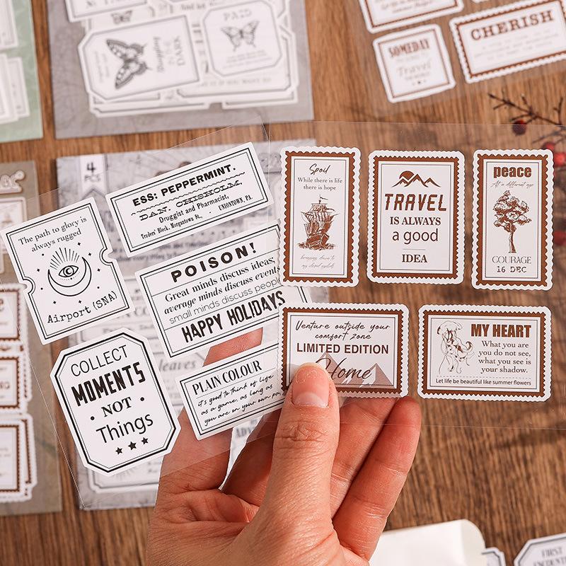 Changxin Yu Dong pegatinas adhesivas diy cuentas diarias pegatinas decorativas sellos retro transfronterizos material pegatinas en inglés