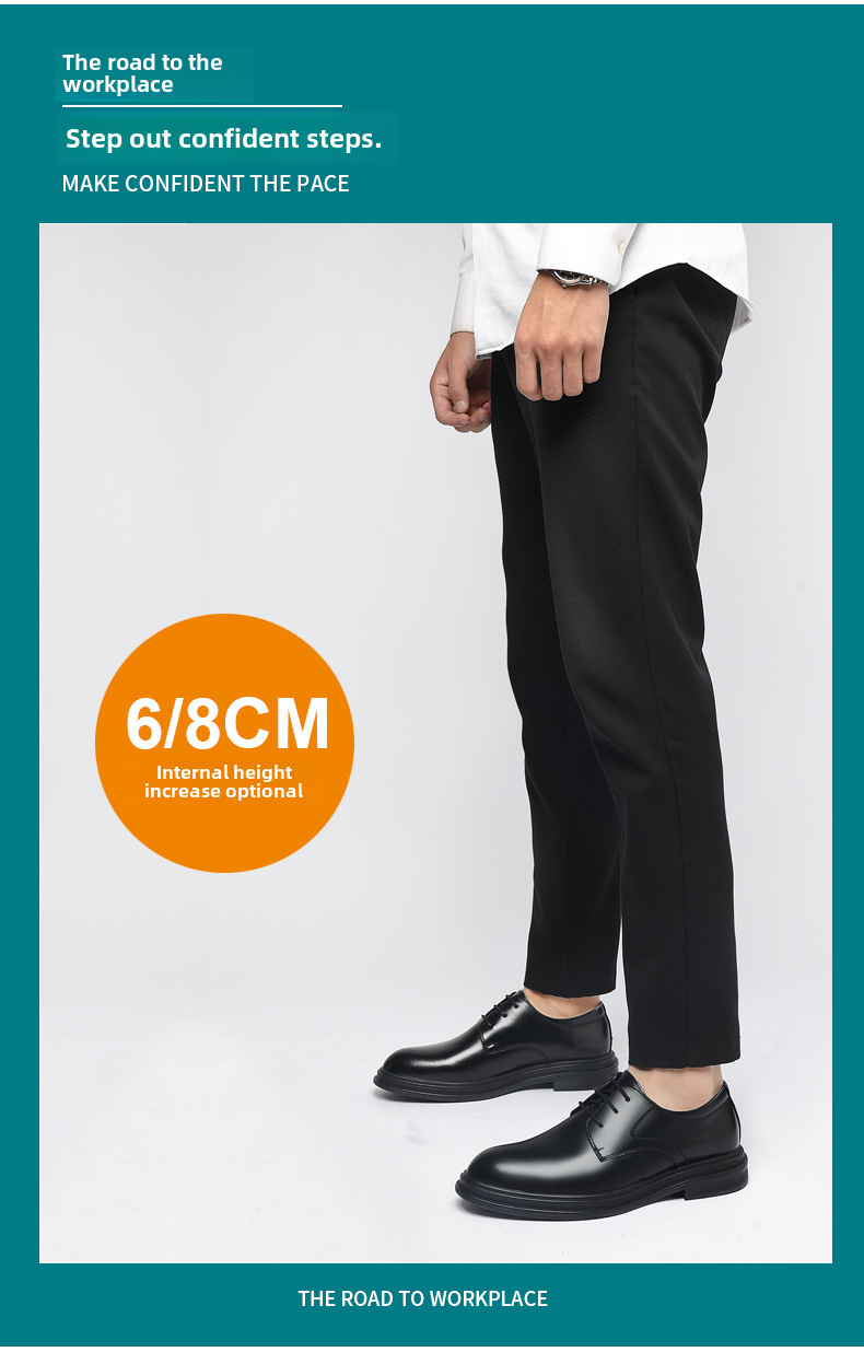 Men's Leather Formal Shoes Height Increasing Business Wedding_voghion.com