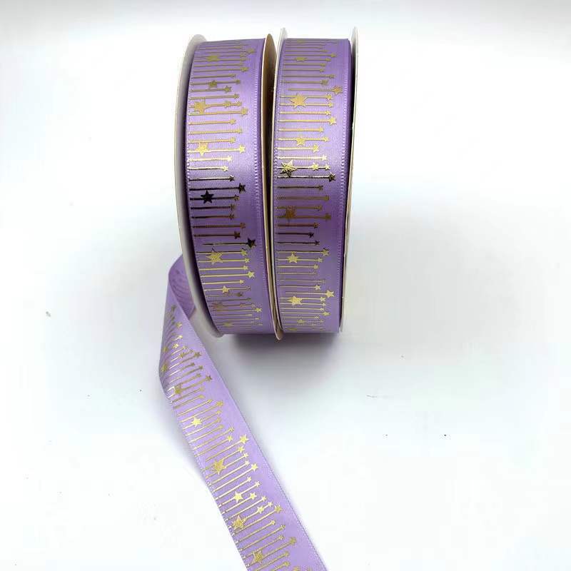 Cinta de meteorito dorado sólido caliente Impresión de estrellas cinta de poliéster bandeja de barra de cinta flor caja de regalo embalaje en stock al por mayor