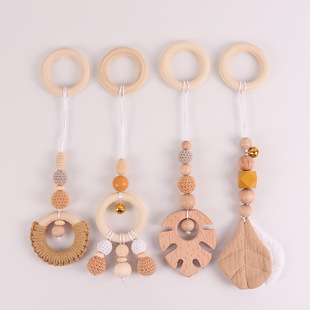 Customized Colorfulful Wool Beads, Leaves, Kidsren's Toys, Four-Piece Set, Wooden Craft, Baby Fitness Rack, Decorative Bite Music