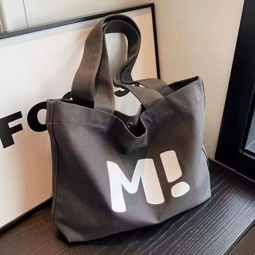 Canvas bag for women, large capacity, durable, supermarket shopping bag, simple and versatile, 2024 new style, single-shoulder, hand-held, tote bag