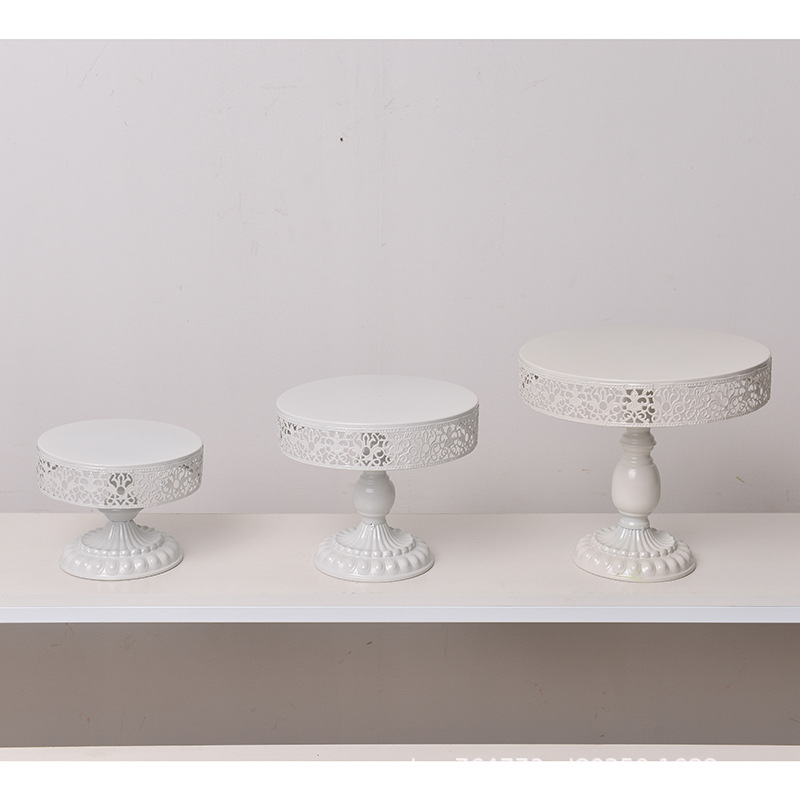 Amazon de tres piezas de hierro mesa de postre decoración soporte de exhibición bandeja de pastel de té merienda stand de comida fría mesa de descanso de té image 5