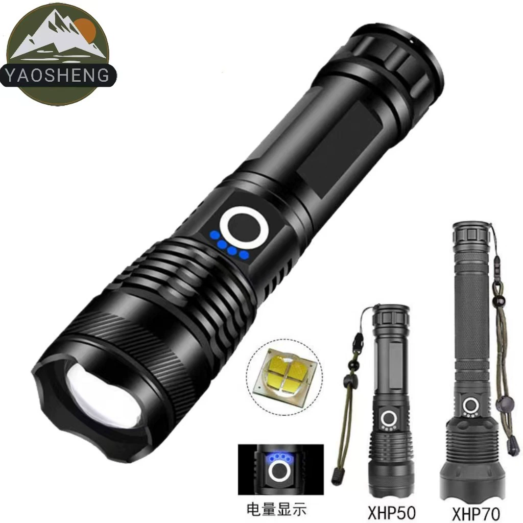 Кросс-бордерный популярный фонарь P50, наружный, из алюминиевого сплава, водонепроницаемый, с телескопической фокусировкой P70, мощный фонарь P90