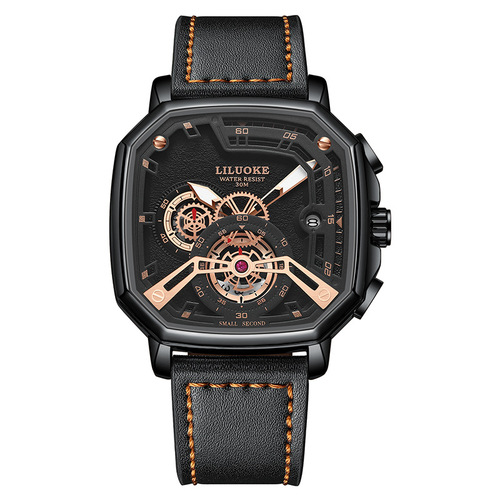 One-Time Deal: LILUOKE Men's Watch, Night Light, Waterproof, Square, Cross-Border, Wholesale for Men