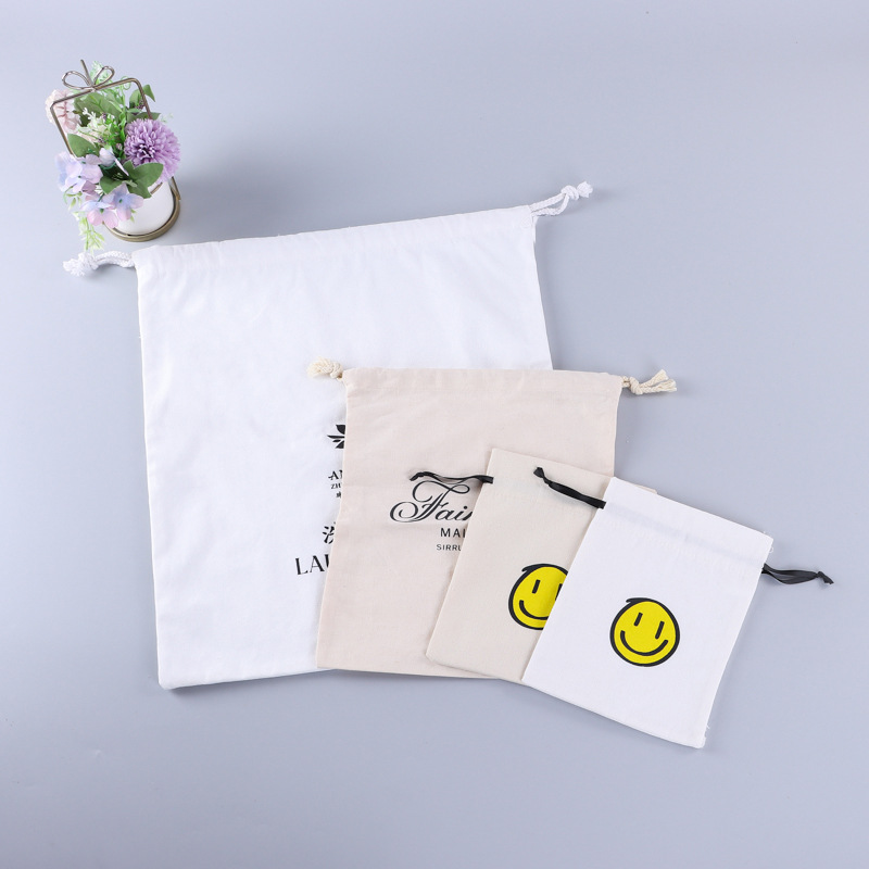 批发空白棉布束口袋帆布拉绳束口收纳包装帆布抽绳袋可印刷logo
