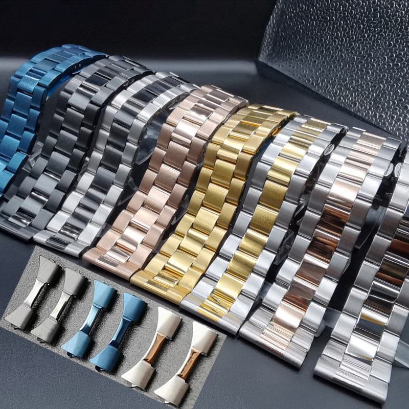 Tarin accessories water ghost three beads strap stainless steel watch chain butterfly buckle men's and women's steel belt 20mm22mm solid belt