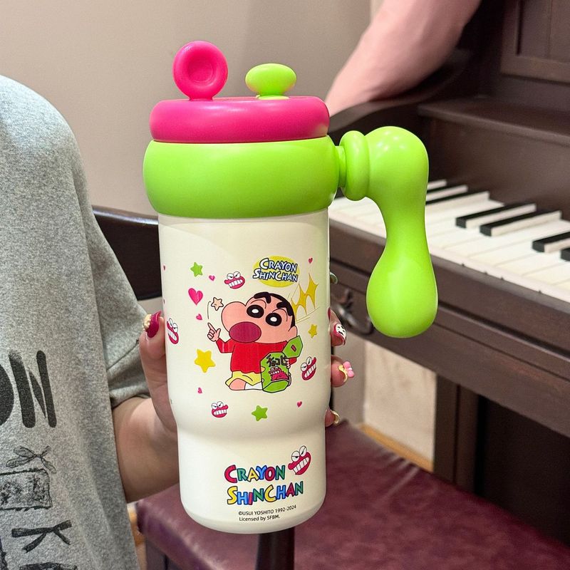 クレヨンしんちゃん ビッグマック アイスカップ ダブルストロー かわいい魔法瓶カップ ウォーターカップ 316 ステンレス鋼 大容量|undefined
