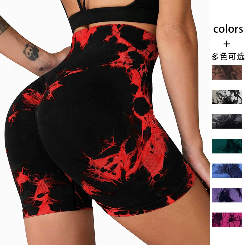 Большой размер трансграничные европейские и американские бесшовные штаны с галстуком женские толстые талии и бедра обтягивание спортивные персиковые шорты йоги