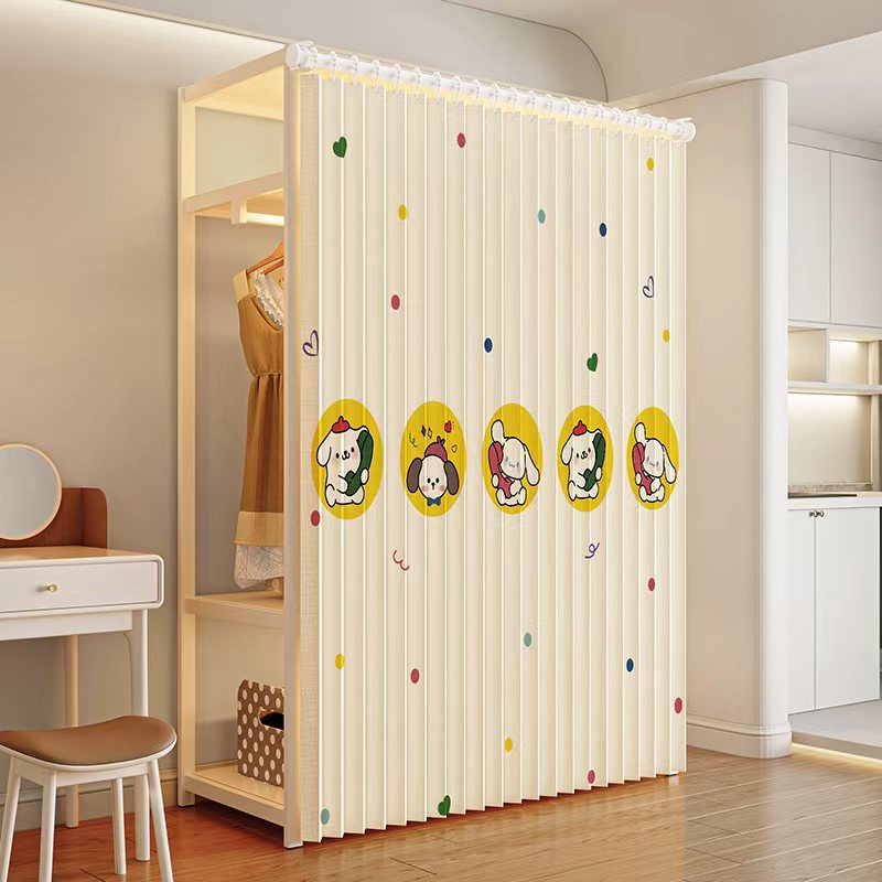 New Modern Simple Bathroom Folding Shower Curtain Bathroom Punch-Free Bathroom Curtain Waterproof and Mildew-Proof Shower Curtain