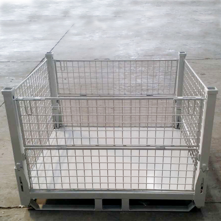 折叠式网格周转箱 可叉车搬运可堆叠喷塑仓库笼