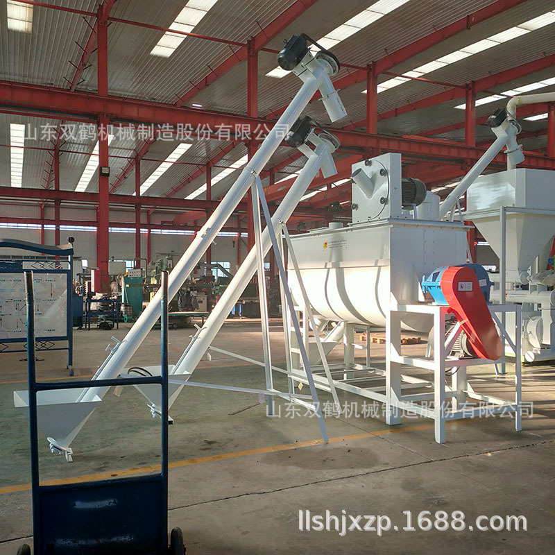 双鹤畜禽粉饲料加工粉碎搅拌成套机组生产线卧式粉碎搅拌一体机
