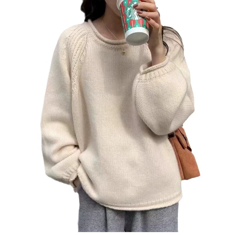 Крашеный вязаный демисезонный свитер, западный стиль, oversize