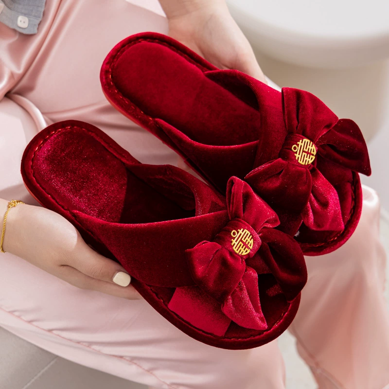 Осенне-Зимние свадебные тапочки новые женские праздничные пары бархатное свадебное приданое фабрика прямые поколения волос