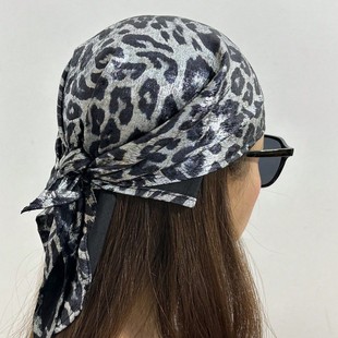 Leopard Print Spring and Summer Headscarf Sun Hat Hot Girl Versatile European and American Elegant High-End Retro New Scarf Triangle Scarf
