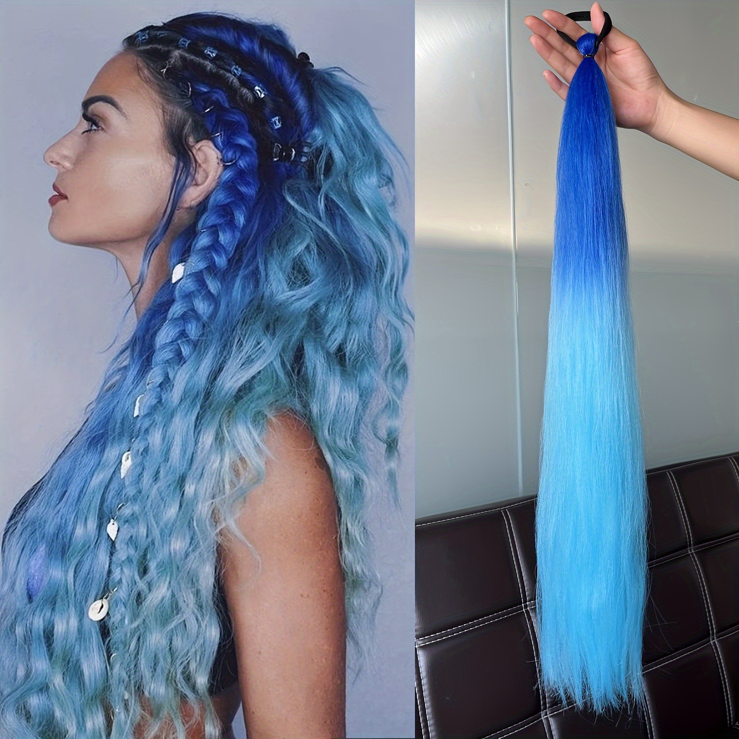 2 piezas de paquete de niños niñas pelucas de cola de caballo elásticas de boxeo trenzas de cuerda elástica de color trenzas de cabello extensiones de pelo