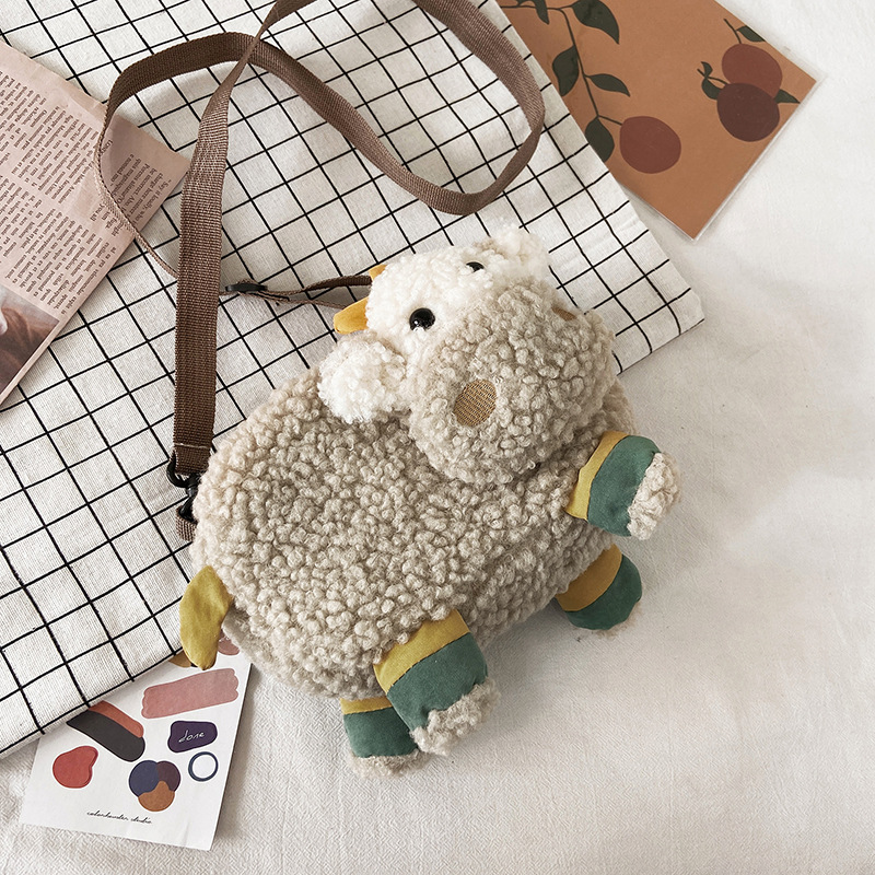 De dibujos animados feo lindo de la vaca de gran capacidad de la Felpa Bolsa de estilo Coreano ins Lindo bolso de hombro chica corazón muñeca bolsa de mensajero