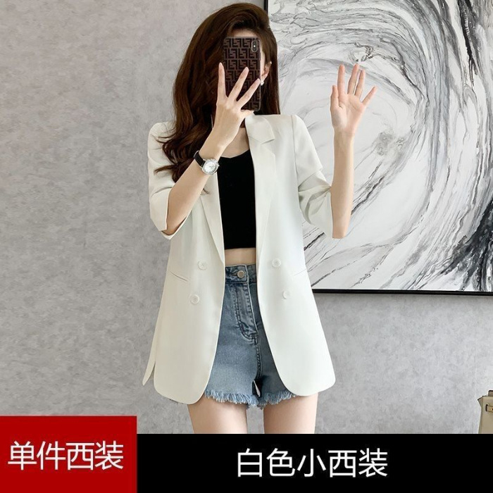 Saco Blazer Casual de Mujer de Poli&eacute;ster con Cuello de Traje y Manga Media image 8