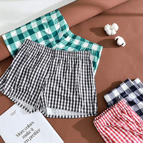 New mens Armani Exchange pure cotton loose plus size home leisure grid three-way sleep pants