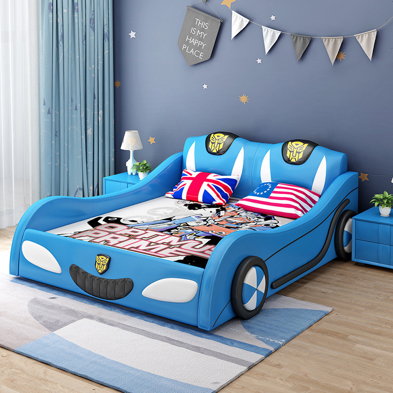 Children's Bed Boys and Girls Bed Cartoon Car Bed Running Lathes with Guardrail Princess Bed Single Bed Children's Solid Wood Leather Bed Children's Bed Boys and Girls Bed Cartoon Car Bed Running Lathes with Guardrail Princess Bed Single Bed Children's Solid Wood Leather Bed