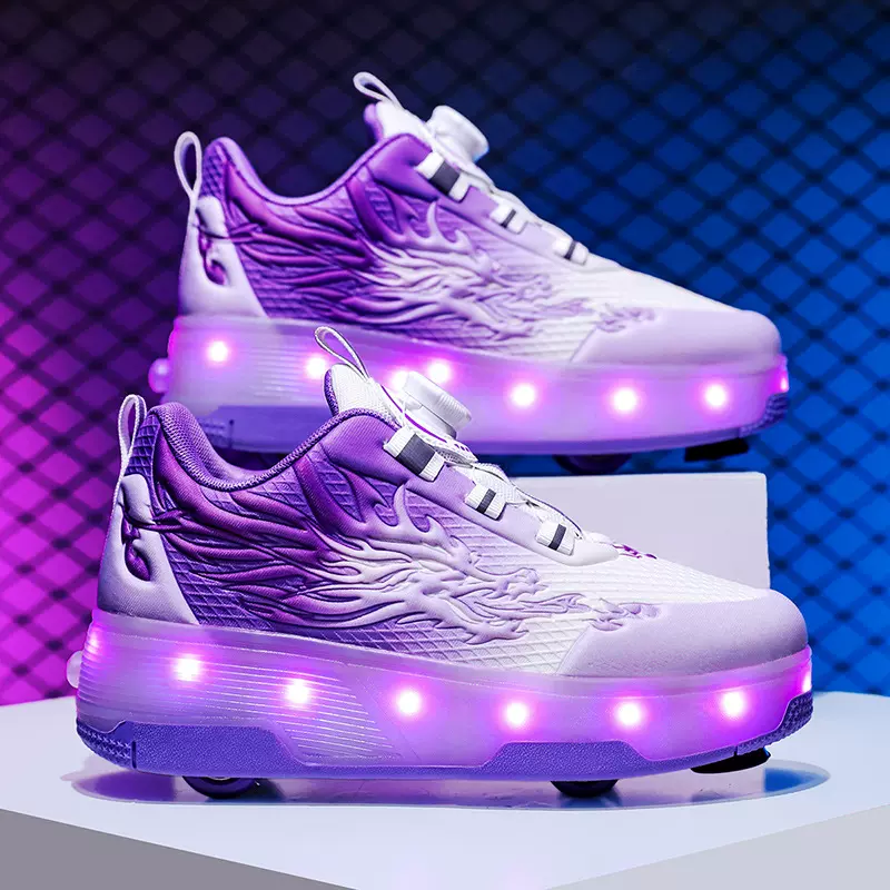 跨境男童运动鞋2025新款儿童网红闪灯暴走鞋学生一键可拆厂家批发