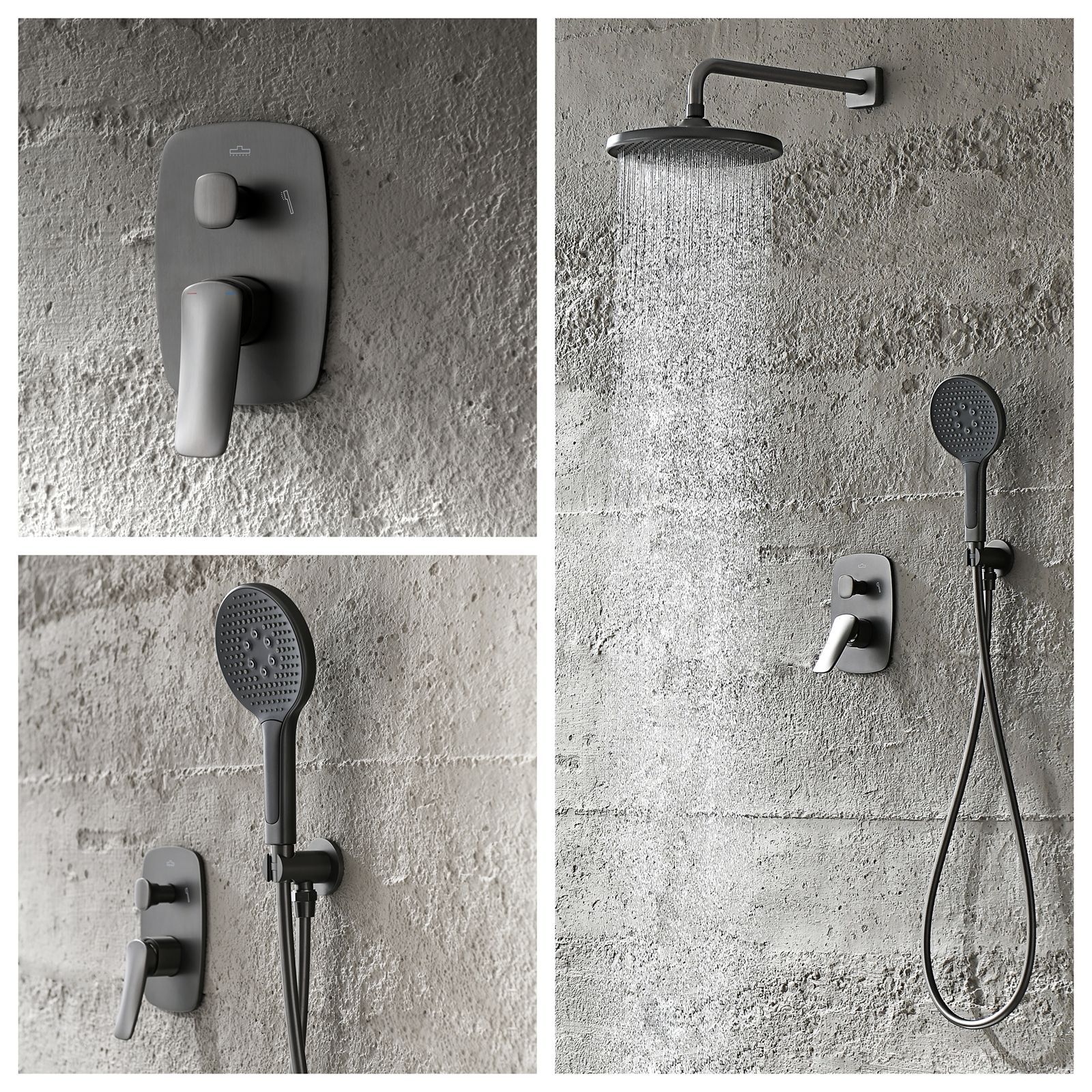 American-Style High-End Light Luxury Concealed All-Copper Brushed Gold Dual-Function Shower Head Set for Home Embedded Pre-Installation