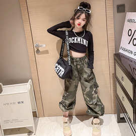2023新款女童裤子春款休闲运动儿童迷彩裤中大童束脚裤女童迷彩裤
